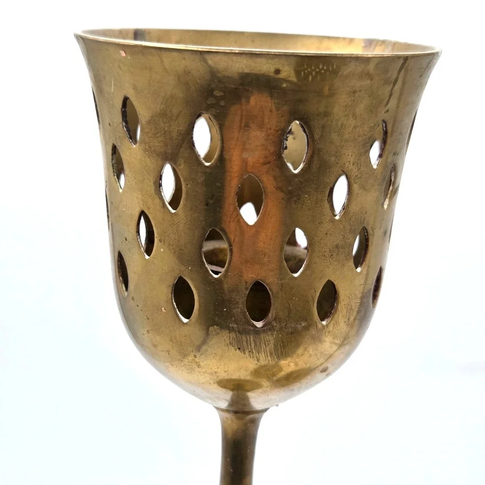 VINTAGE 3 MCM Brass Candlesticks Candle Holders with Cut Out Design  India